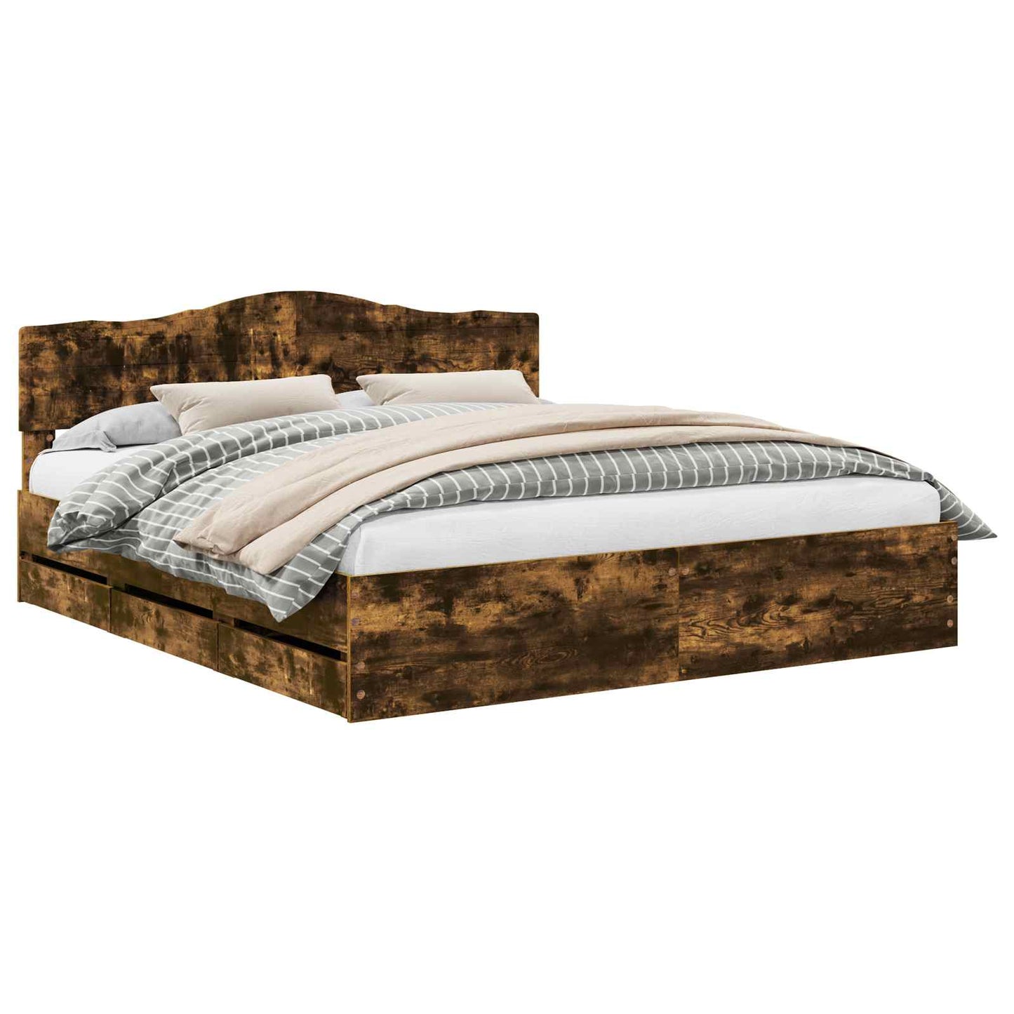 Bedframe met lade Gerookt eiken 180 x 200 cm Ingenieurshout