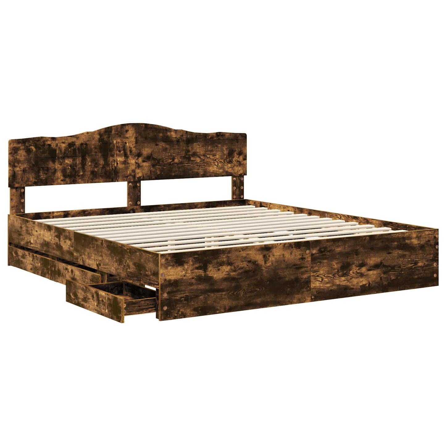 Bedframe met lade Gerookt eiken 180 x 200 cm Ingenieurshout