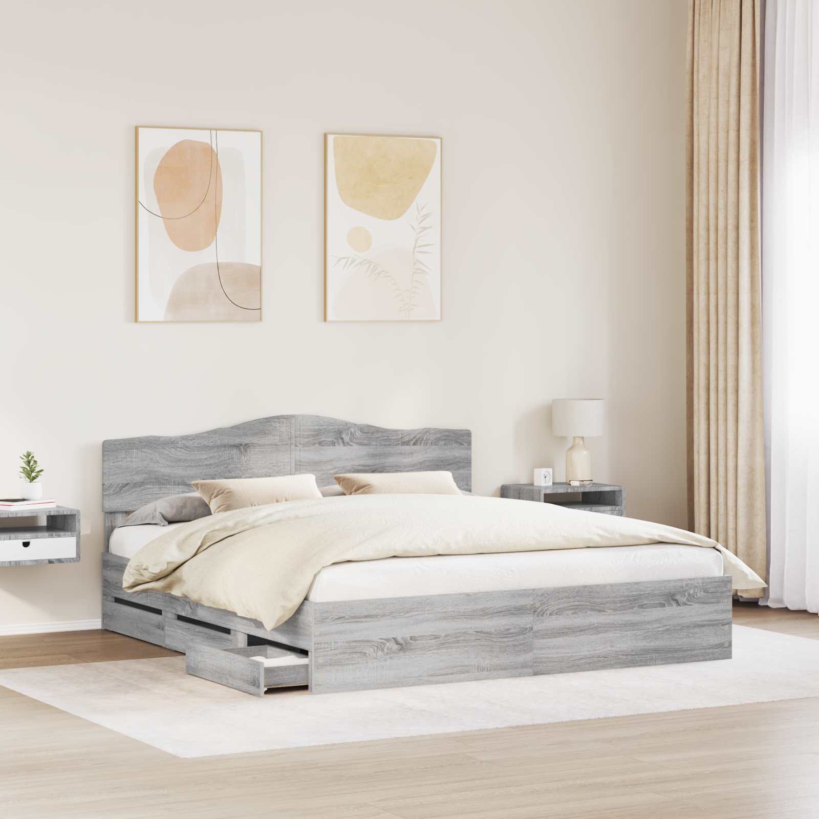 Bedframe met lade Grijs Sonoma 180 x 200 cm Ingenieurshout