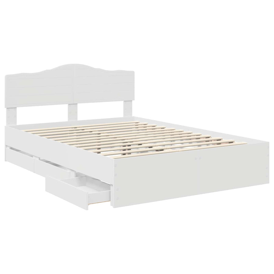 Bedframe met lade met opslag Wit 160 x 200 cm Ingenieurshout