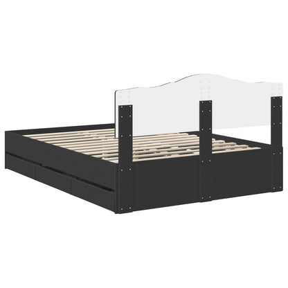 Bedframe met lade met opslag Zwart 160 x 200 cm Ingenieurshout