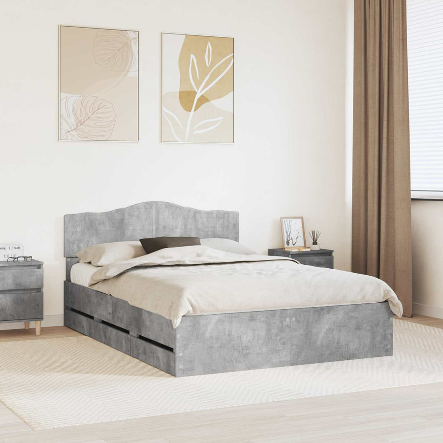 Bedframe met lade Beton Grijs 160 x 200 cm Ingenieurshout