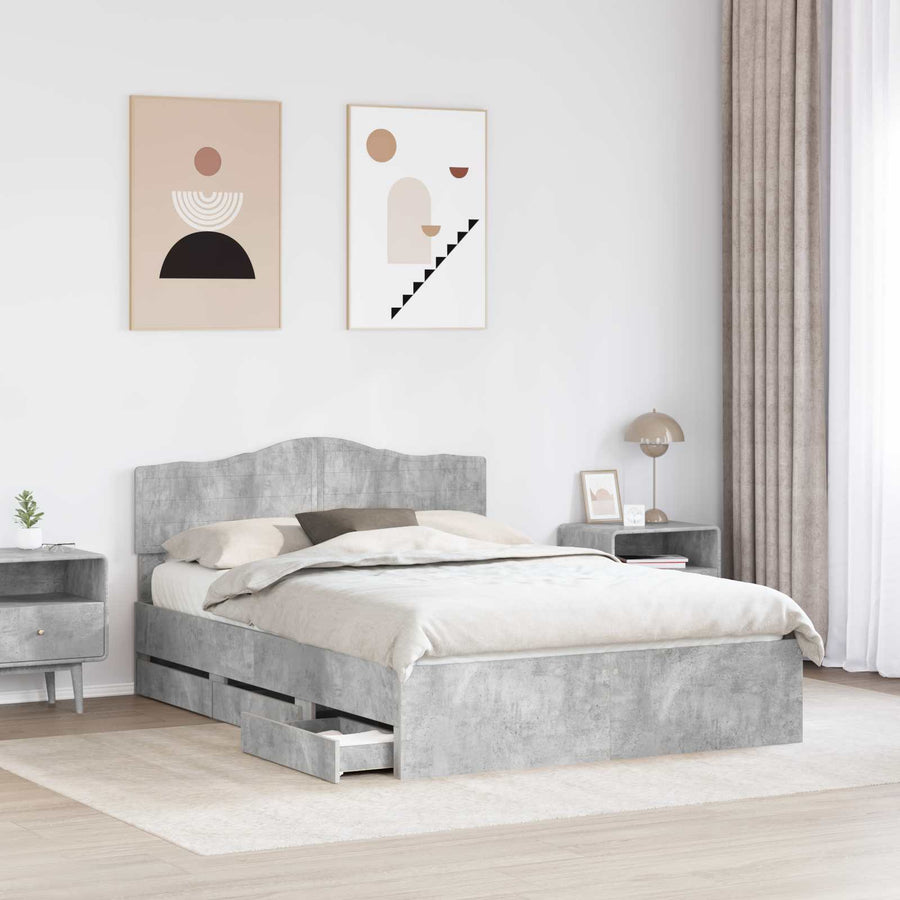 Bedframe met lade Beton Grijs 160 x 200 cm Ingenieurshout