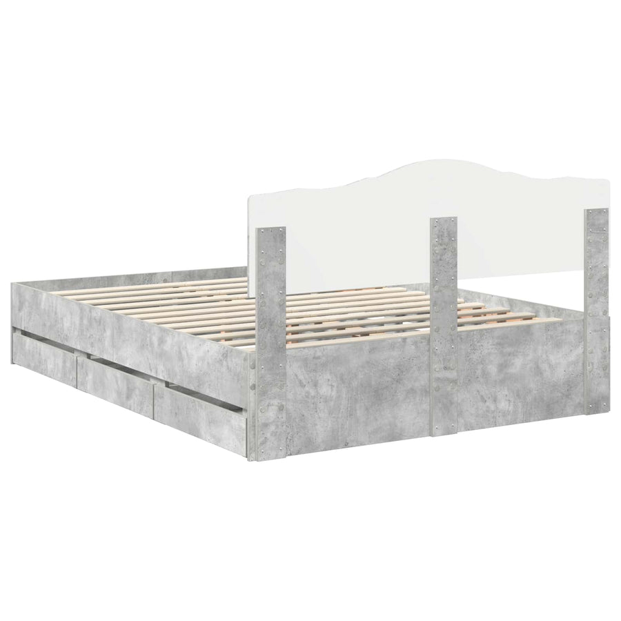 Bedframe met lade Beton Grijs 160 x 200 cm Ingenieurshout