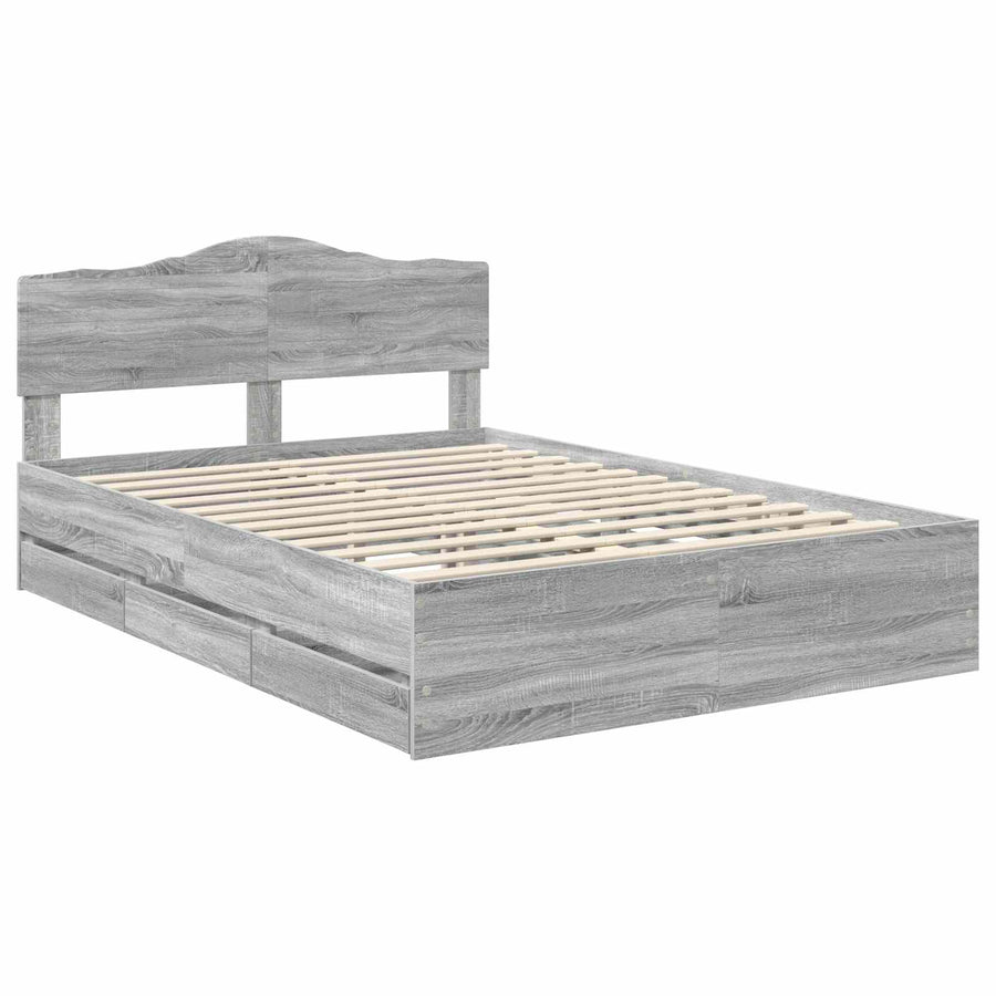 Bedframe met lade Grijs Sonoma 160 x 200 cm Ingenieurshout