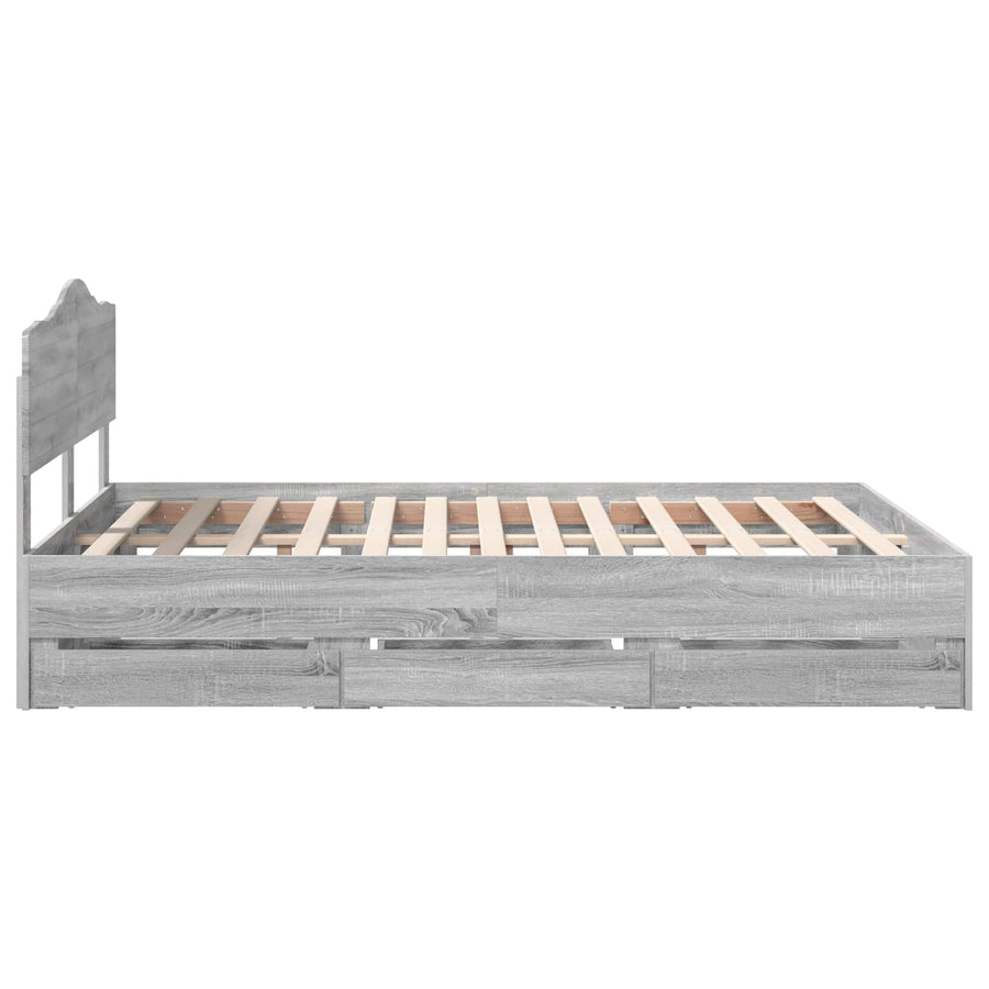 Bedframe met lade Grijs Sonoma 160 x 200 cm Ingenieurshout
