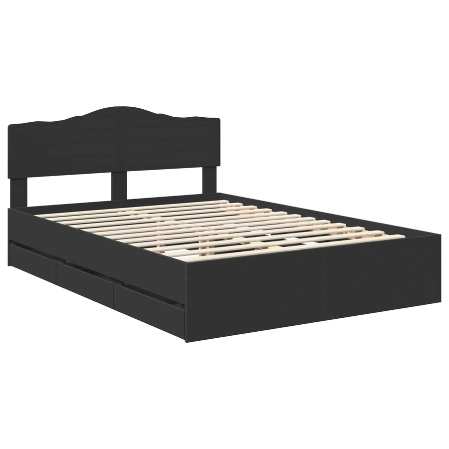 Bedframe met lade met opslag Zwart 150 x 200 cm Ingenieurshout