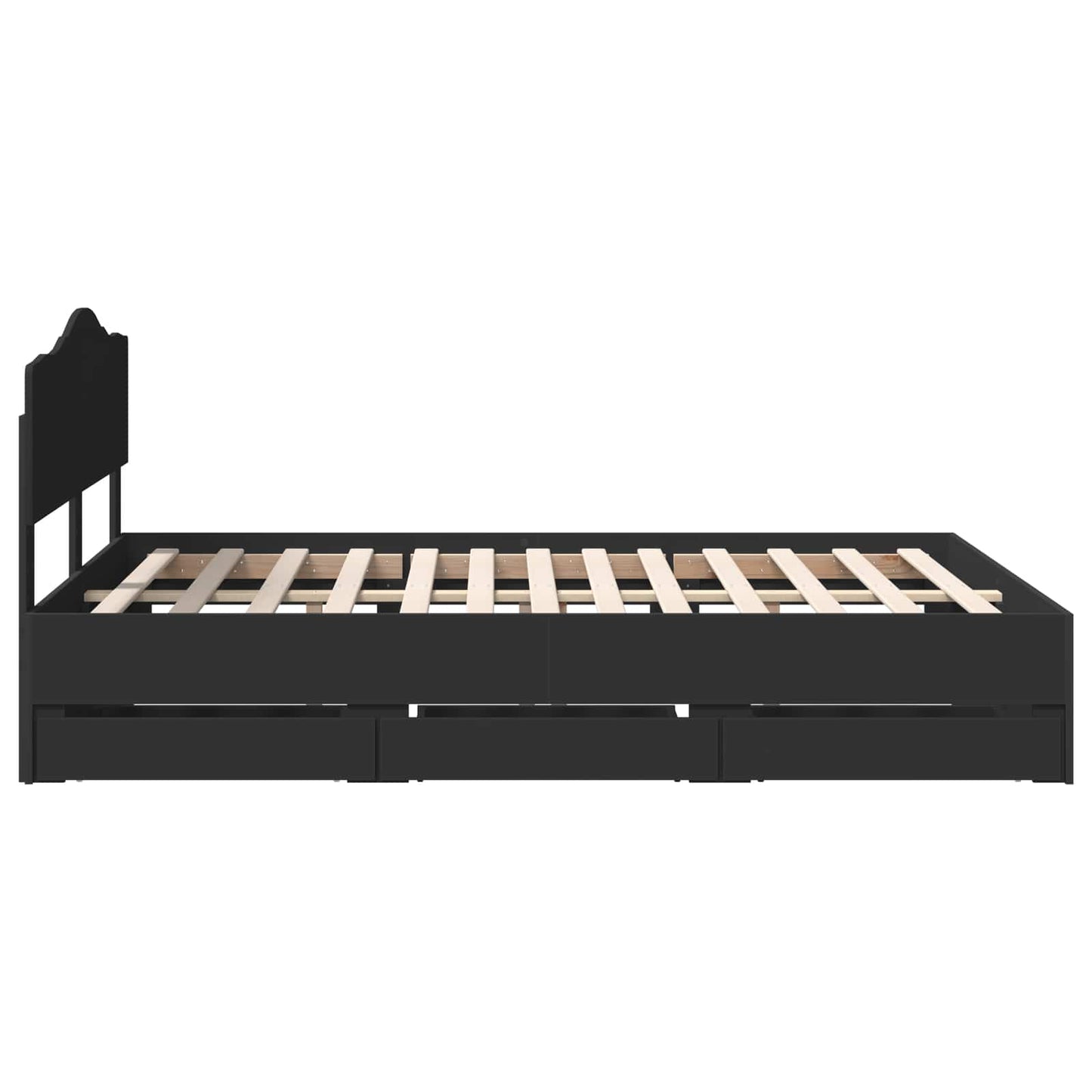 Bedframe met lade met opslag Zwart 150 x 200 cm Ingenieurshout