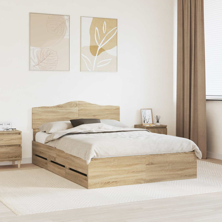 Bedframe met lade Sonoma Eiken 150 x 200 cm Ingenieurshout