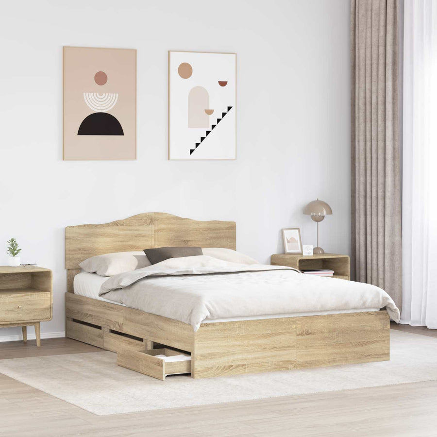 Bedframe met lade Sonoma Eiken 150 x 200 cm Ingenieurshout