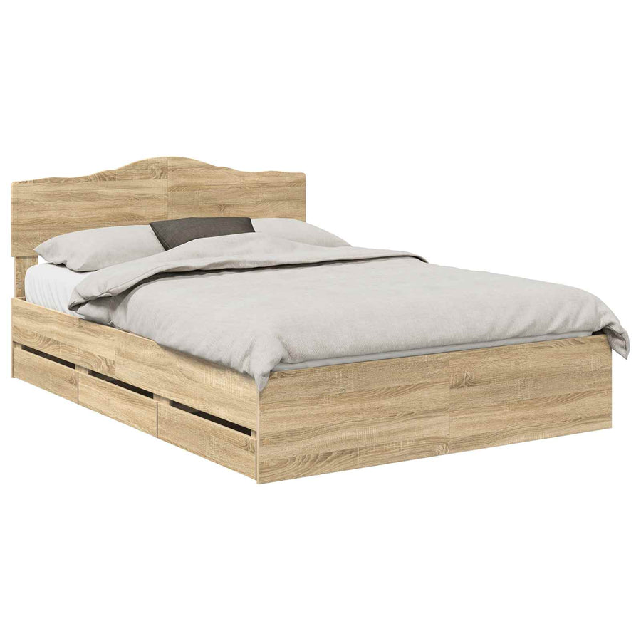 Bedframe met lade Sonoma Eiken 150 x 200 cm Ingenieurshout