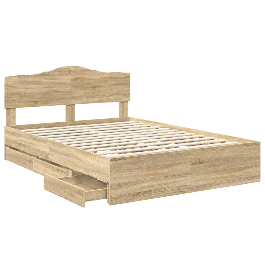 Bedframe met lade Sonoma Eiken 150 x 200 cm Ingenieurshout