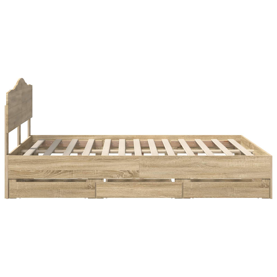 Bedframe met lade Sonoma Eiken 150 x 200 cm Ingenieurshout
