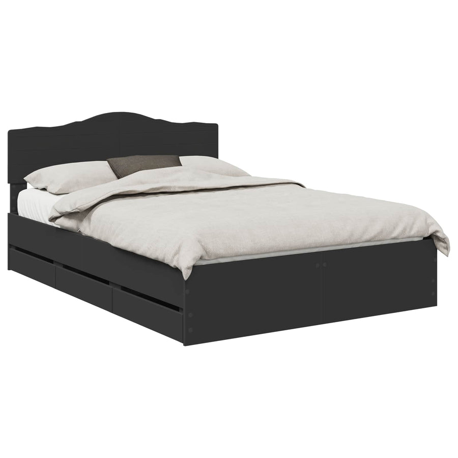 Bedframe met lade met opslag Zwart 140 x 200 cm Ingenieurshout