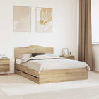 Bedframe 140x200 cm lade Sonoma Eiken ingenieurshout
