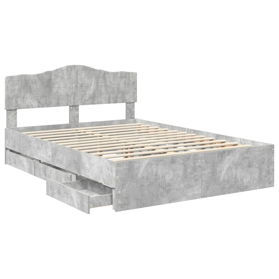 Bedframe met lade Beton Grijs 140 x 200 cm Ingenieurshout