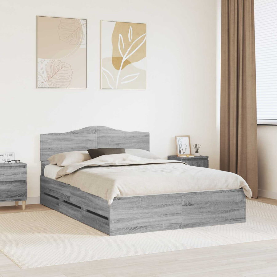 Bedframe met lade Grijs Sonoma 140 x 200 cm Ingenieurshout