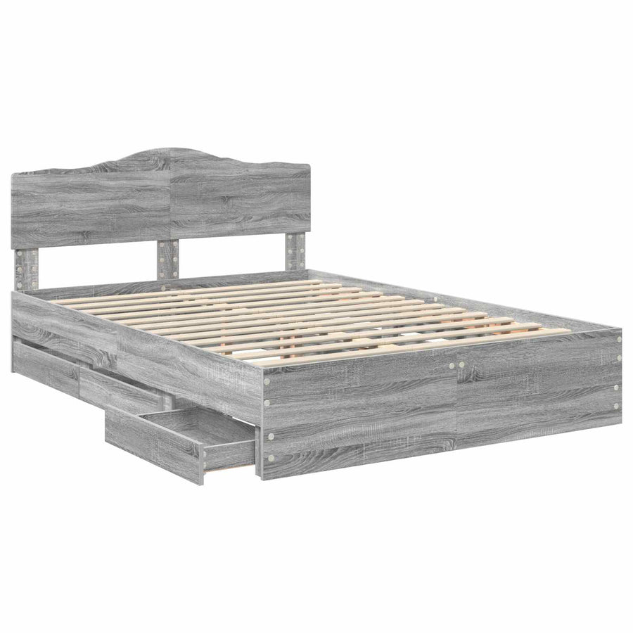 Bedframe met lade Grijs Sonoma 140 x 200 cm Ingenieurshout