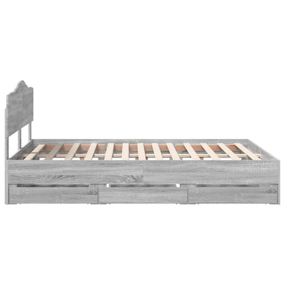 Bedframe met lade Grijs Sonoma 140 x 200 cm Ingenieurshout