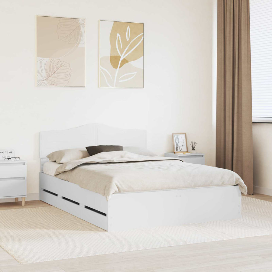Bedframe met lade met opslag Wit 140 x 190 cm Ingenieurshout