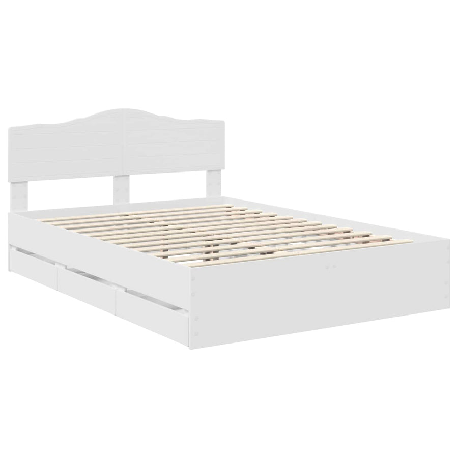 Bedframe met lade met opslag Wit 140 x 190 cm Ingenieurshout