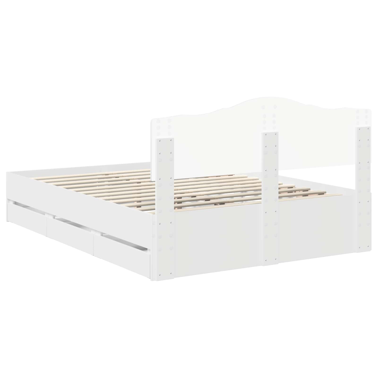 Bedframe met lade met opslag Wit 140 x 190 cm Ingenieurshout