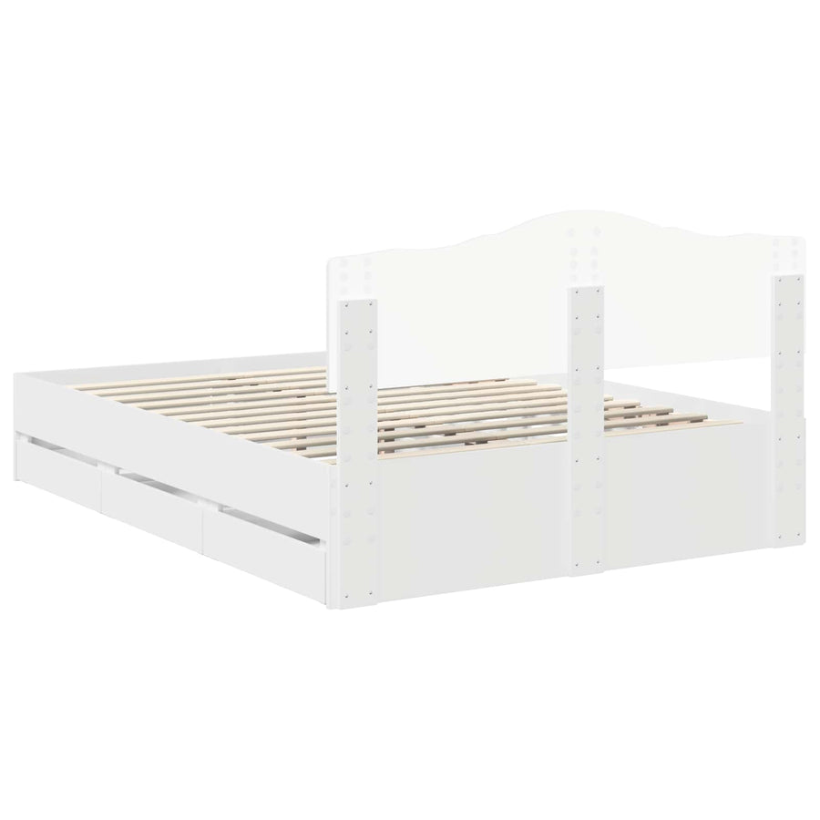 Bedframe met lade met opslag Wit 140 x 190 cm Ingenieurshout