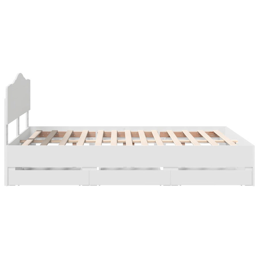 Bedframe met lade met opslag Wit 140 x 190 cm Ingenieurshout