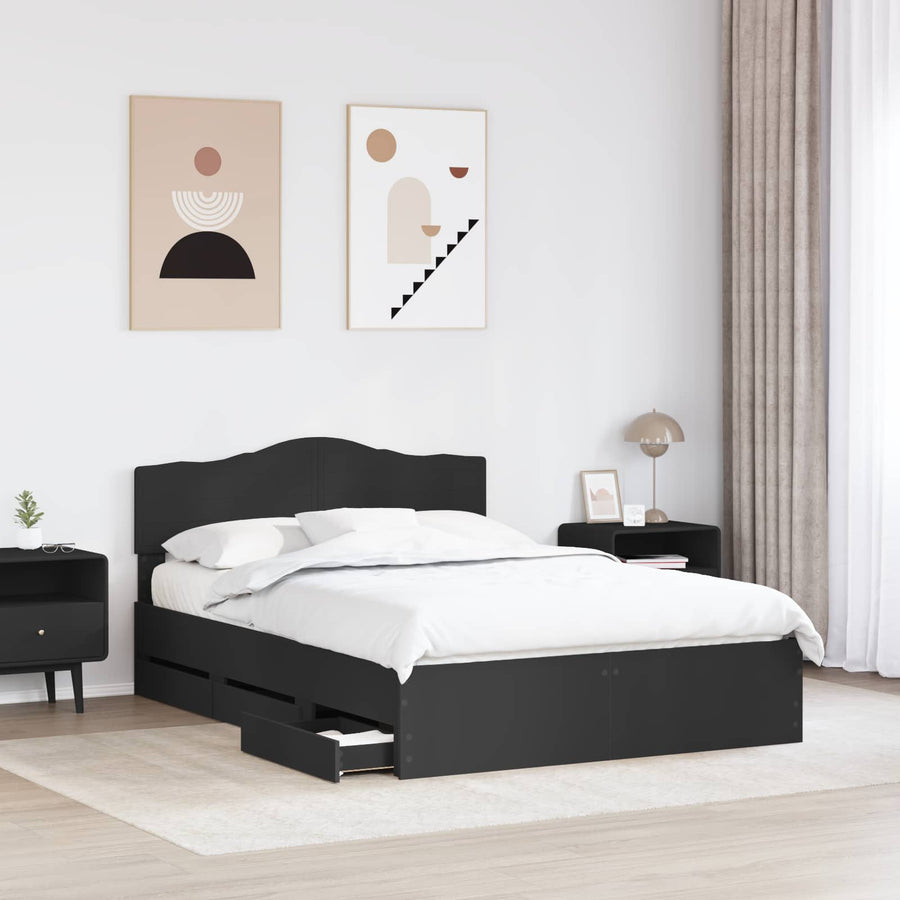 Bedframe met lade met opslag Zwart 140 x 190 cm Ingenieurshout