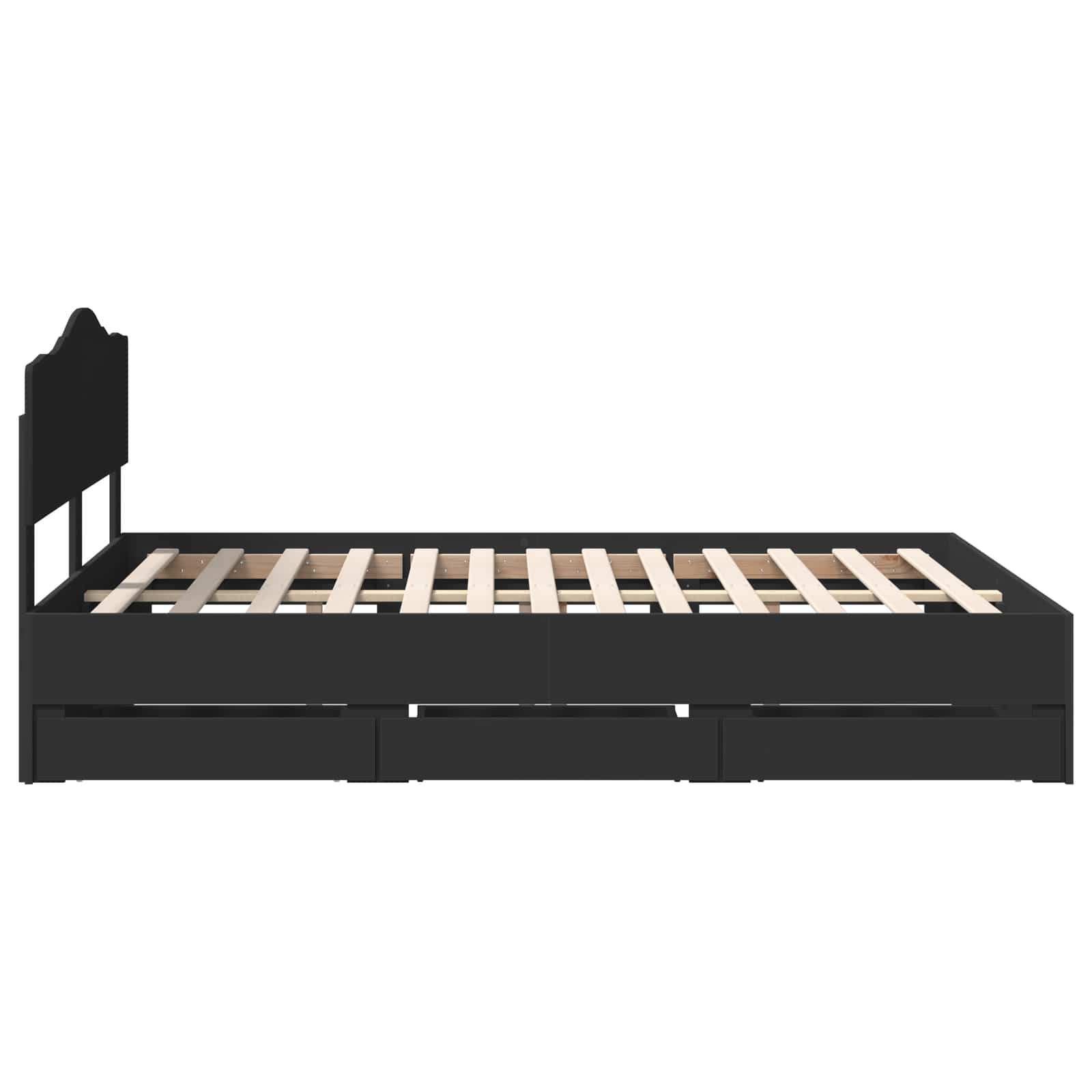 Bedframe met lade met opslag Zwart 140 x 190 cm Ingenieurshout
