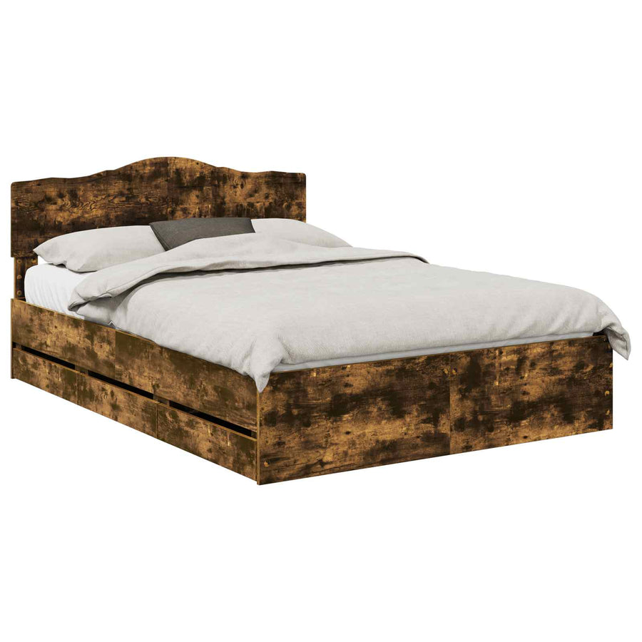 Bedframe met lade Gerookt eiken 140 x 190 cm Ingenieurshout
