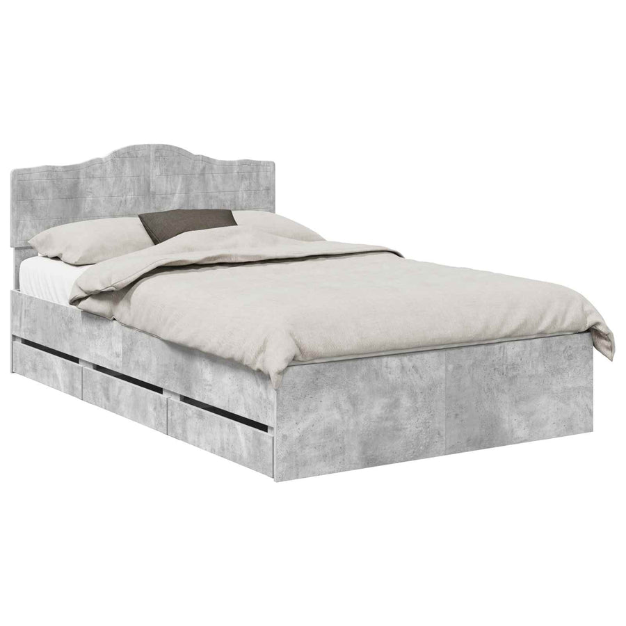 Bedframe met lade Beton Grijs 135 x 190 cm Ingenieurshout