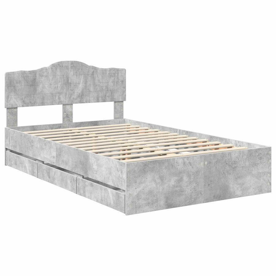 Bedframe met lade Beton Grijs 135 x 190 cm Ingenieurshout