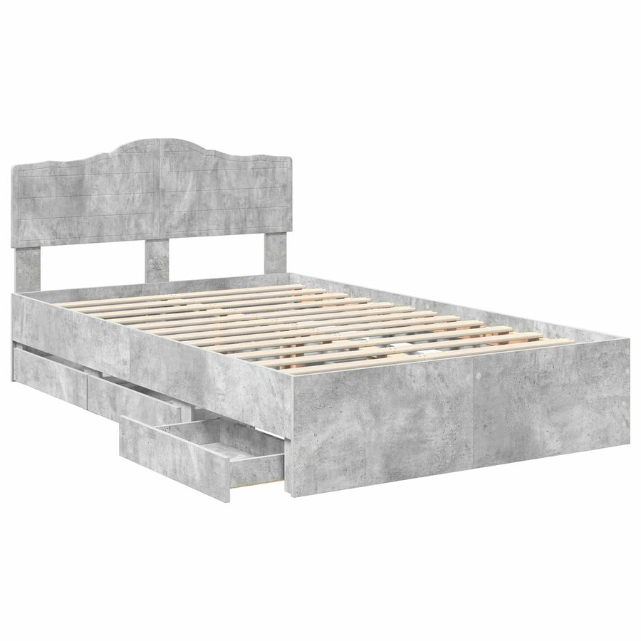 Bedframe met lade Beton Grijs 135 x 190 cm Ingenieurshout