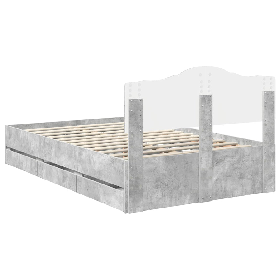 Bedframe met lade Beton Grijs 135 x 190 cm Ingenieurshout