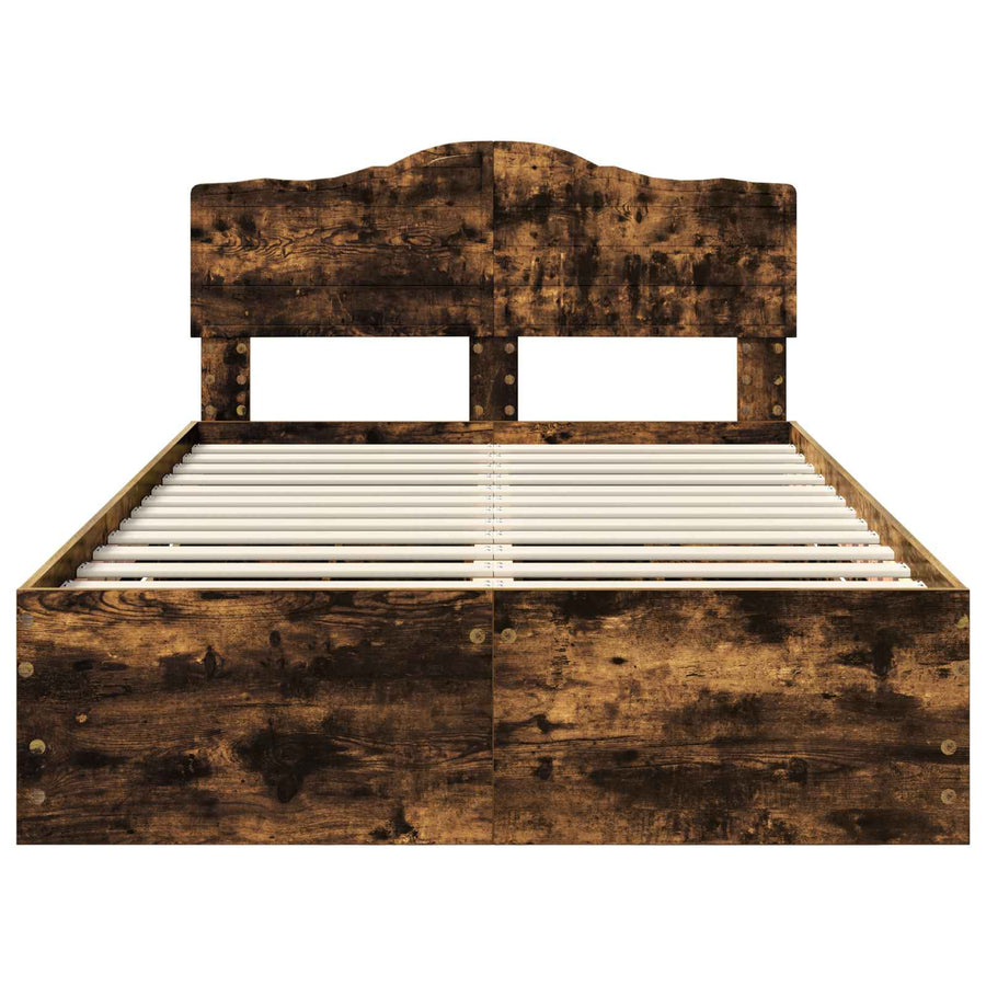 Bedframe met lade Gerookt eiken 135 x 190 cm Ingenieurshout