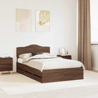 Bed frame with drawer Brown Oak 135 x 190 cm Engineered Wood