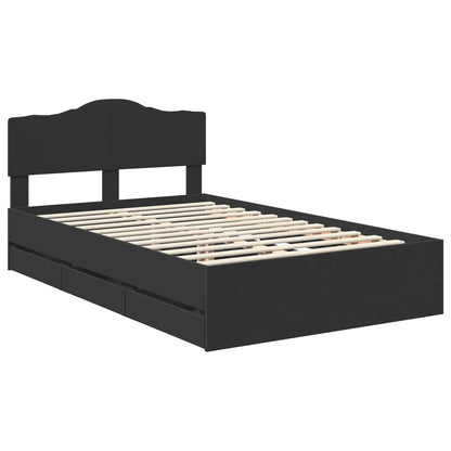Bedframe met lade met opslag Zwart 120 x 200 cm Ingenieurshout