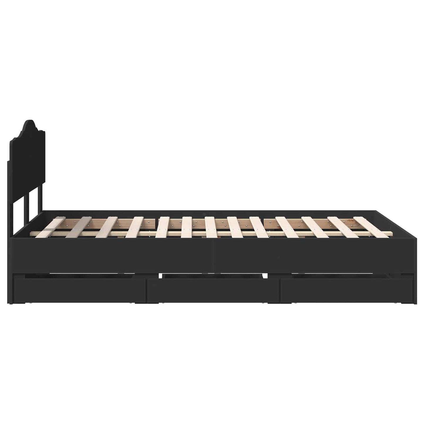 Bedframe met lade met opslag Zwart 120 x 200 cm Ingenieurshout