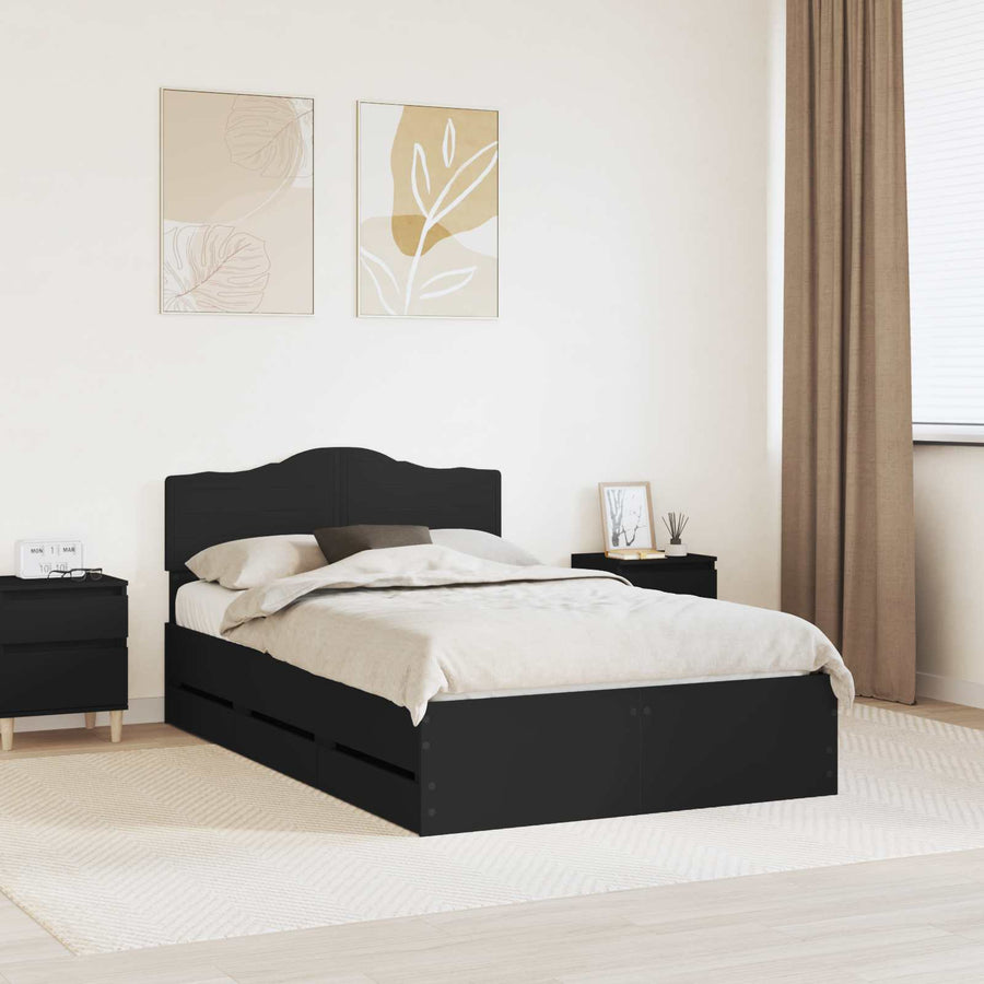 Bedframe met lade met opslag Zwart 120 x 190 cm Ingenieurshout