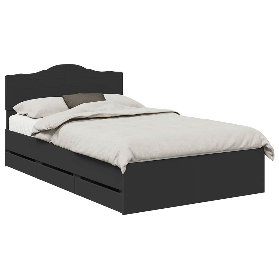 Bedframe met lade met opslag Zwart 120 x 190 cm Ingenieurshout
