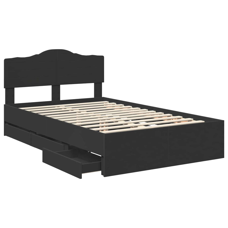 Bedframe met lade met opslag Zwart 120 x 190 cm Ingenieurshout
