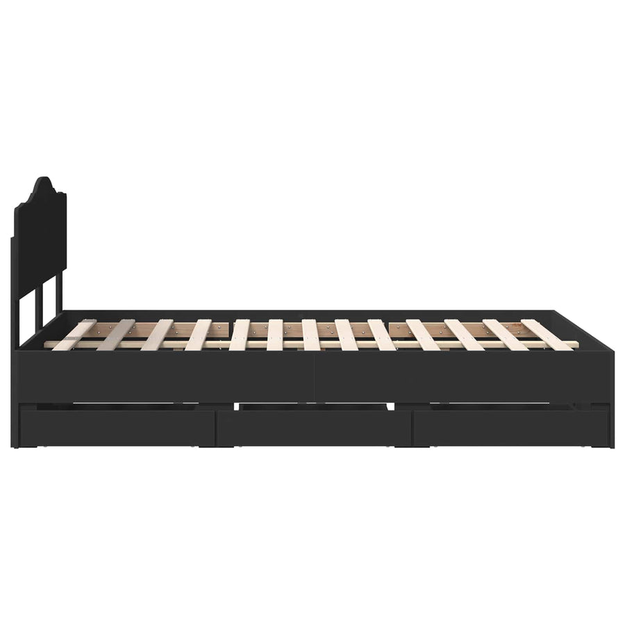 Bedframe met lade met opslag Zwart 120 x 190 cm Ingenieurshout
