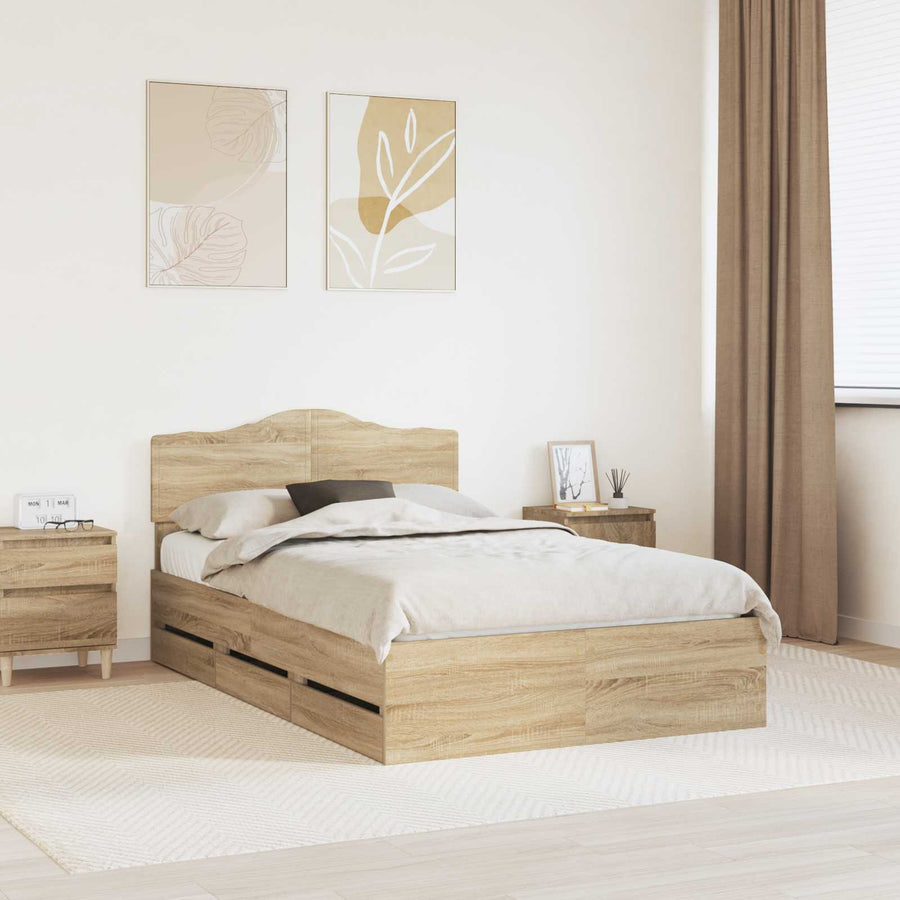 Bedframe met lade Sonoma Eiken 120 x 190 cm Ingenieurshout