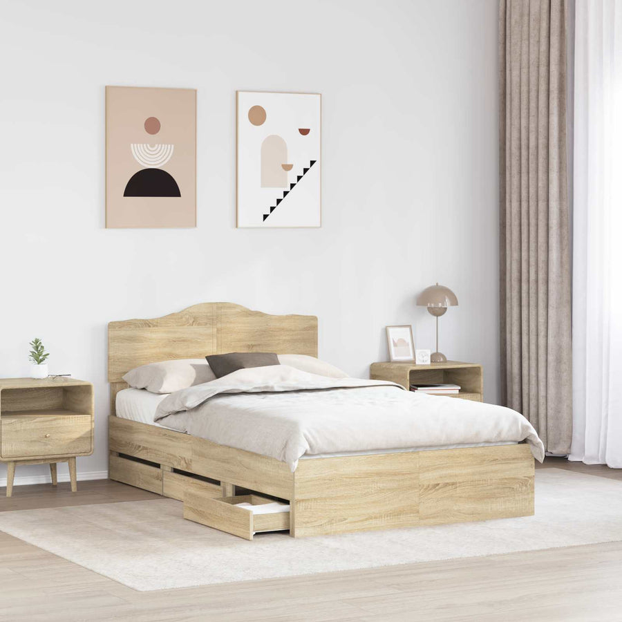 Bedframe met lade Sonoma Eiken 120 x 190 cm Ingenieurshout