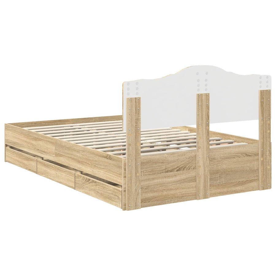 Bedframe met lade Sonoma Eiken 120 x 190 cm Ingenieurshout