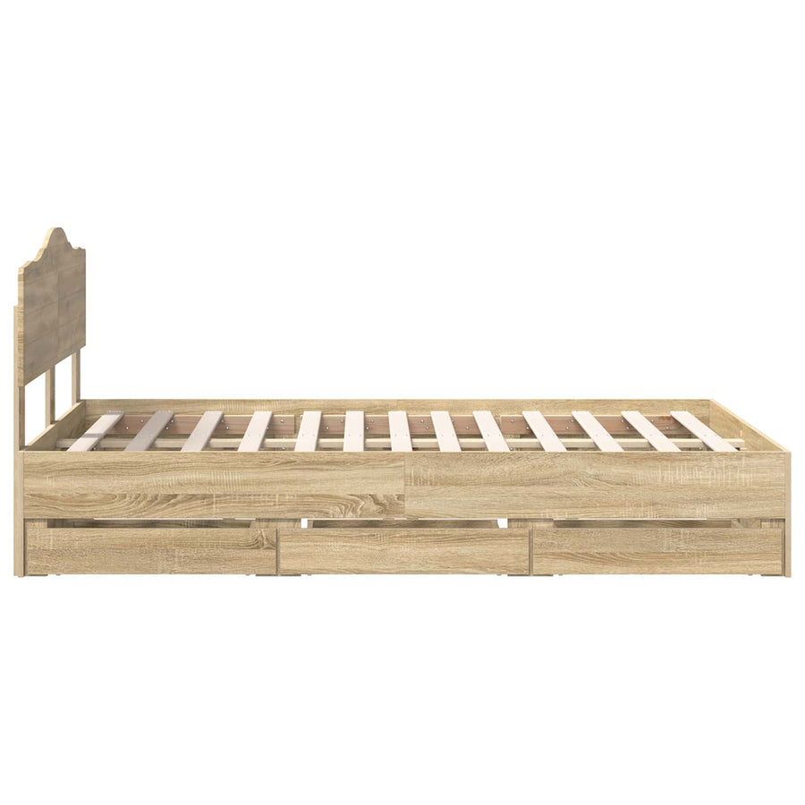 Bedframe met lade Sonoma Eiken 120 x 190 cm Ingenieurshout