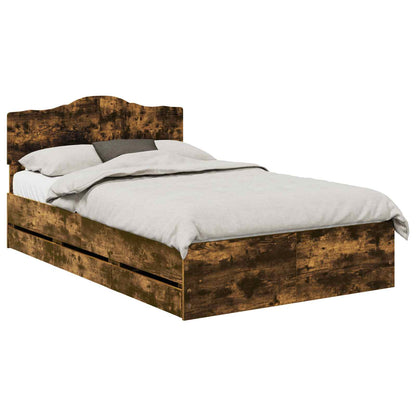 Bedframe met lade Gerookt eiken 120 x 190 cm Ingenieurshout