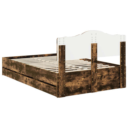 Bedframe met lade Gerookt eiken 120 x 190 cm Ingenieurshout