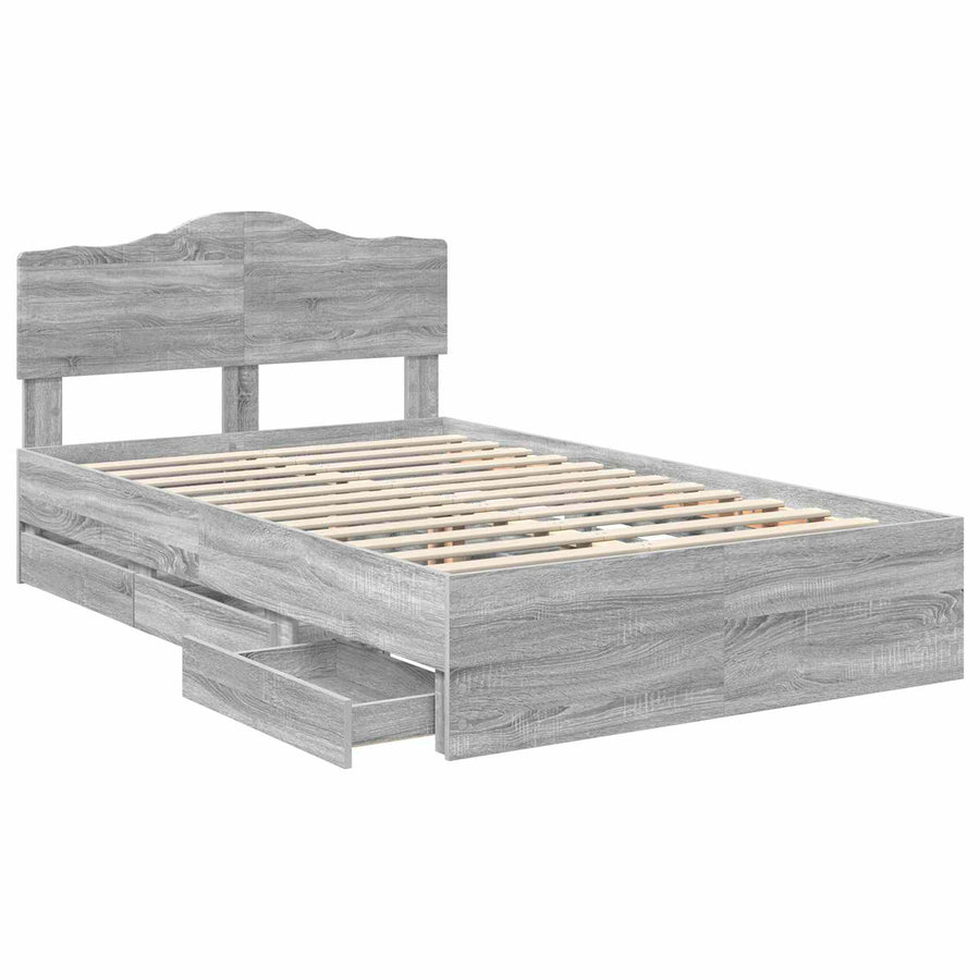 Bedframe met lade Grijs Sonoma 120 x 190 cm Ingenieurshout